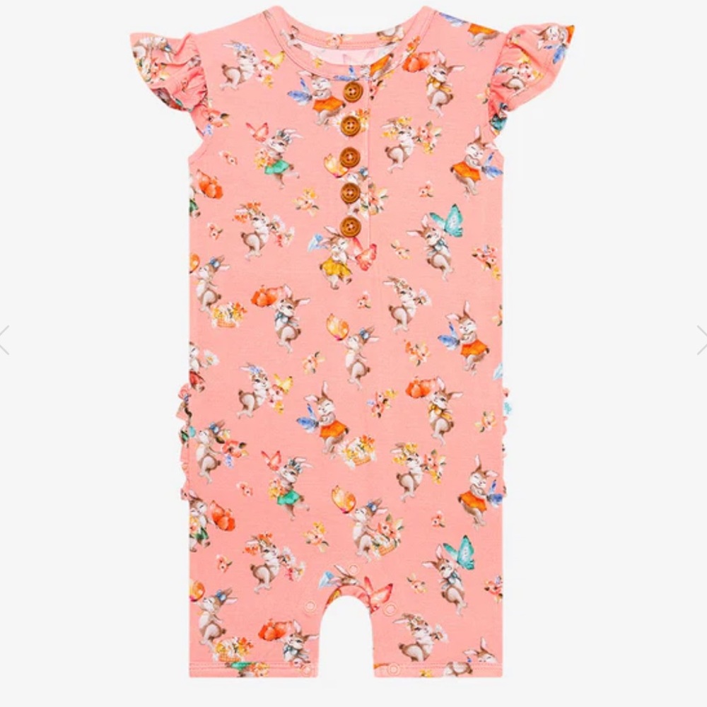 Posh Peanut Betty Cap Sleeve Henley Short Romper